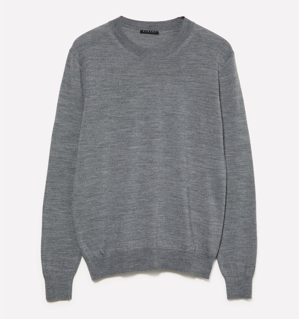 Μπλούζα γκρι μελάνζ σκούρο από ανάμεικτο μαλλί - μπλούζες με λαιμόκοψη ανδρικές - Γκρι | Sisley image number 1